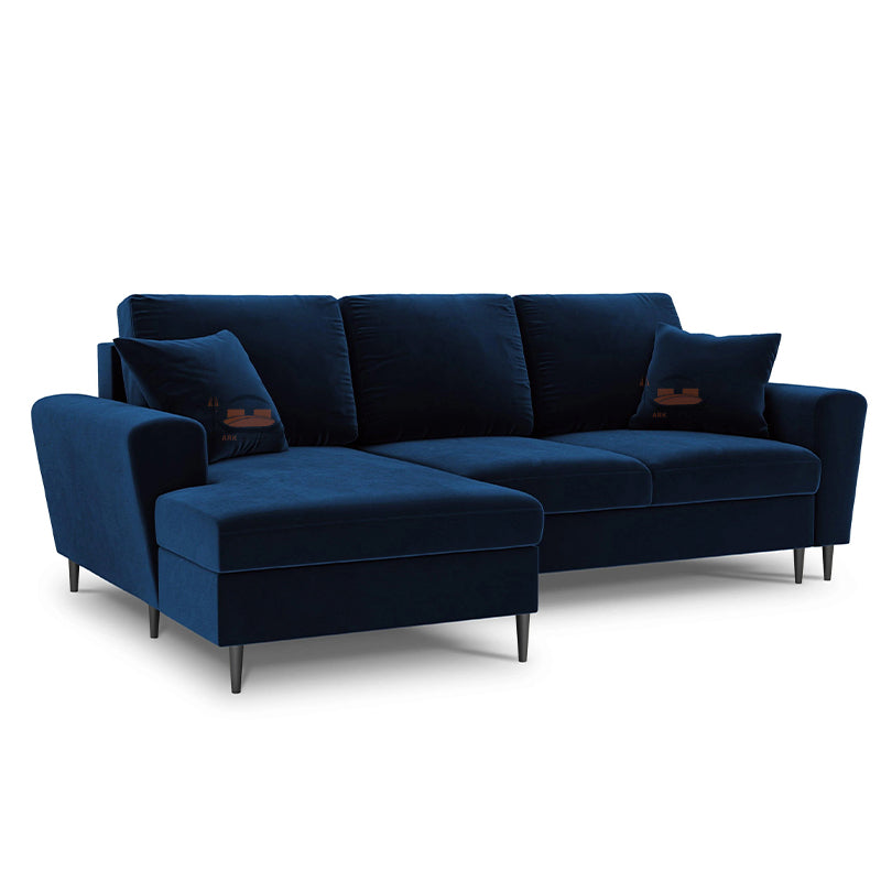 Elentra Corner Sofa in Plush Velvet Fabric with Right and Left Hand Corner Option