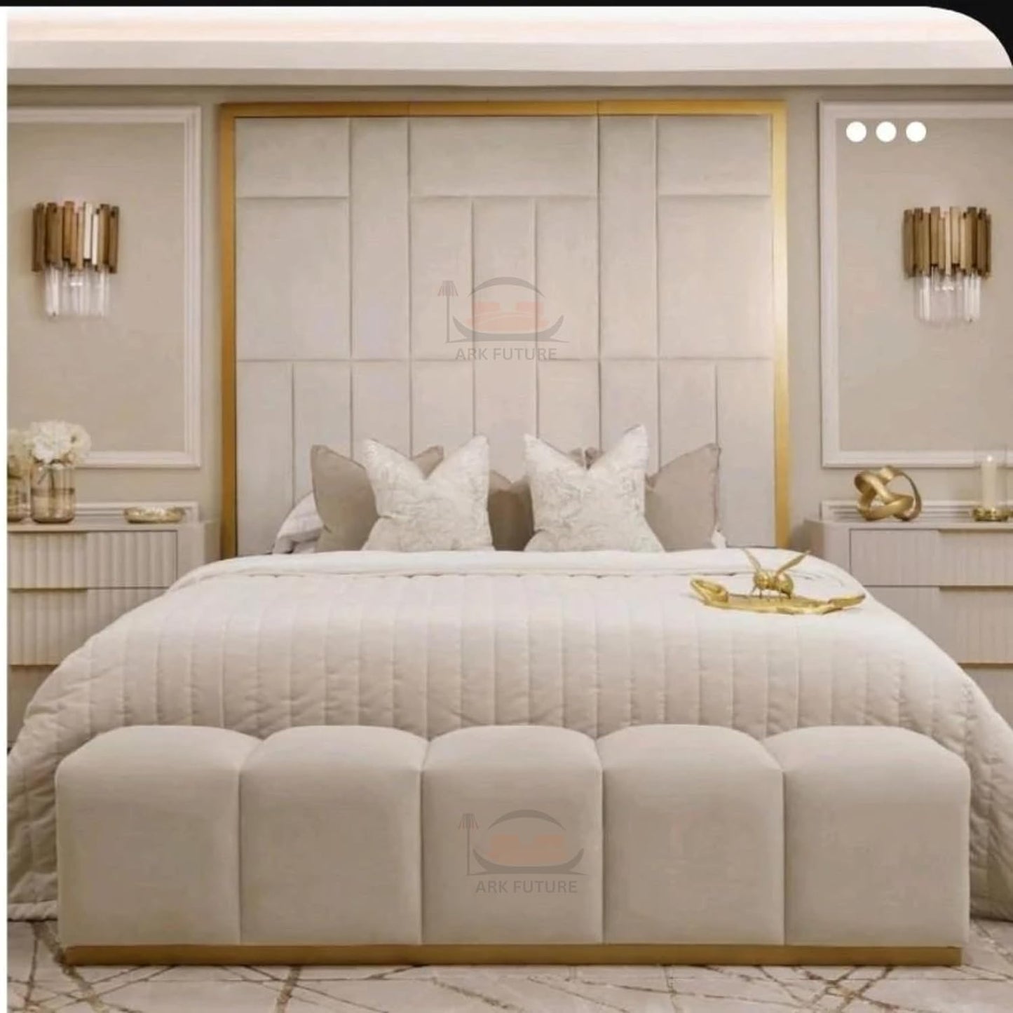 Royal Raimant Traditional Wood Panel Bed Frame – Elegant Bedroom Design