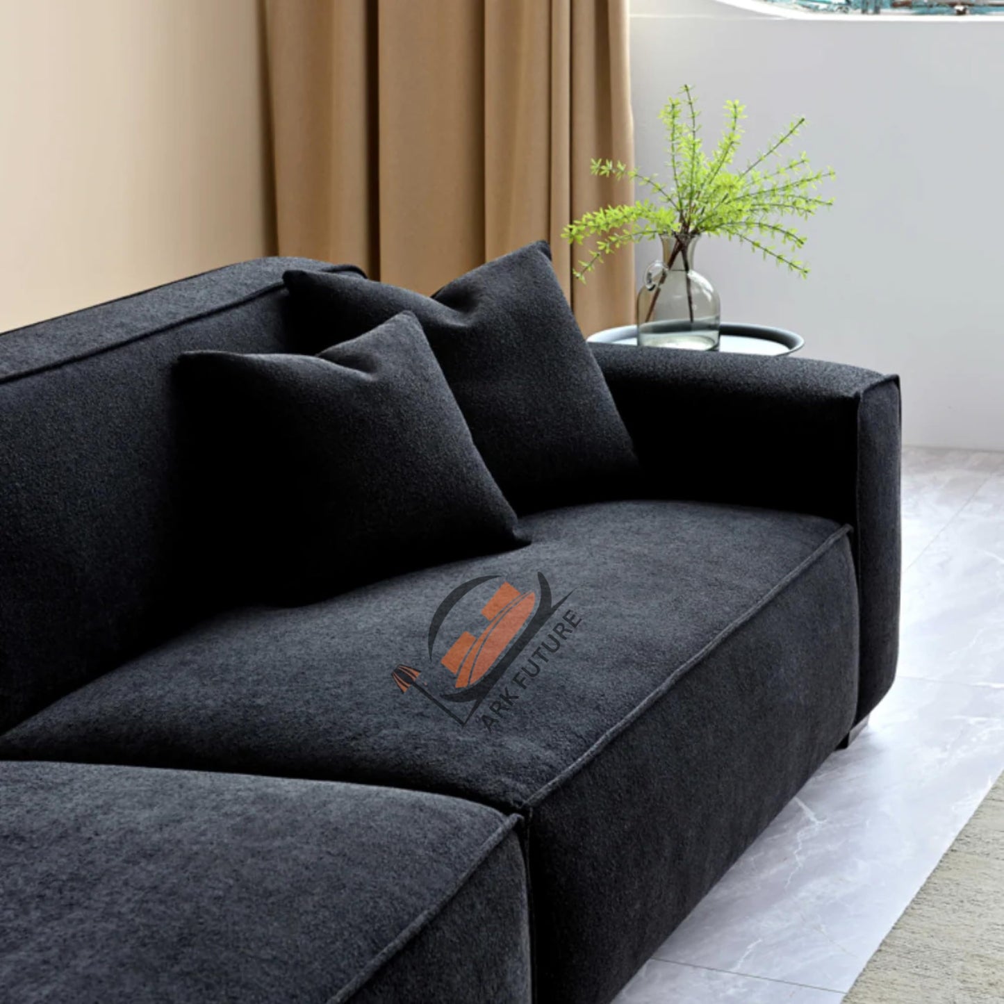 Dakota 4-Seater Sofa with Chaise, Modern Boucle Upholstery (Midnight)