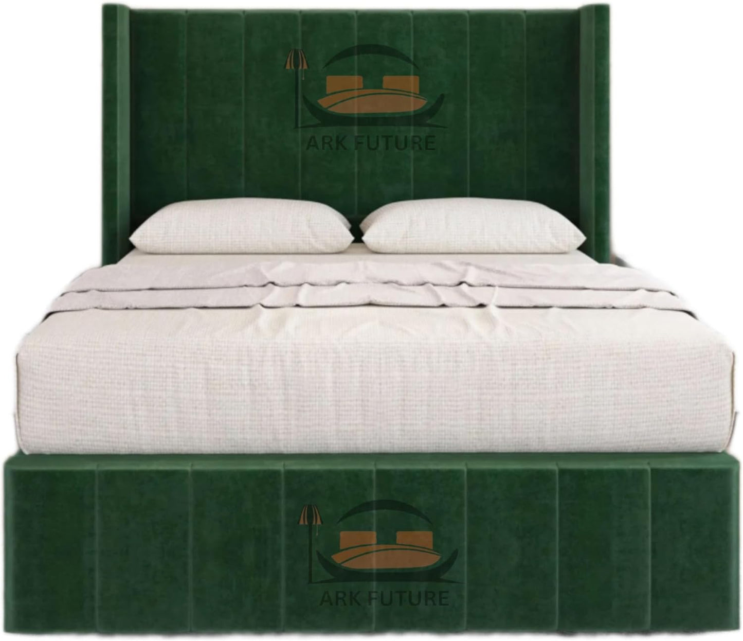 Haven Upholstered Wingback Bed Frame with 2 Storage Drawers & 54" Headboard in Plush Velvet