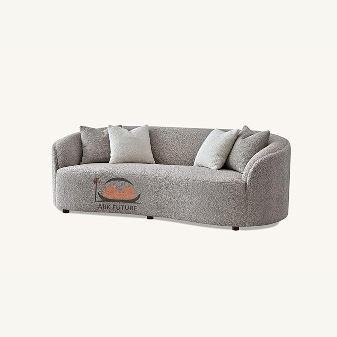 Nolita Boucle Teddy Sofa, Modern Curved Design, Plush Upholstery (Koala)