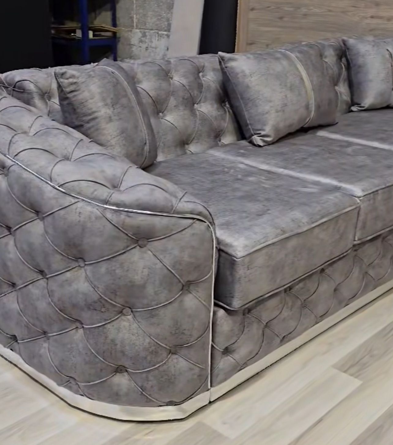 Alford U Shape Ambassador Sofa In Plush Velvet Fabric