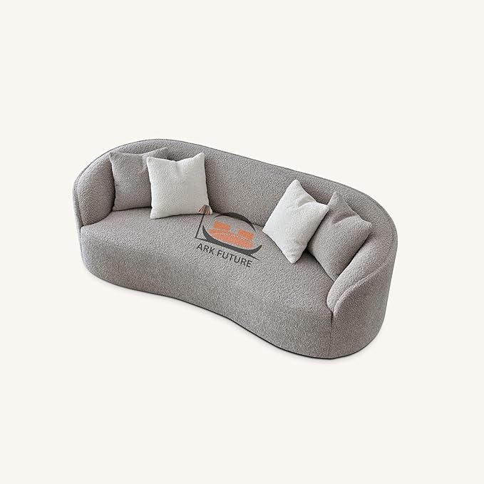 Nolita Boucle Teddy Sofa, Modern Curved Design, Plush Upholstery (Koala)