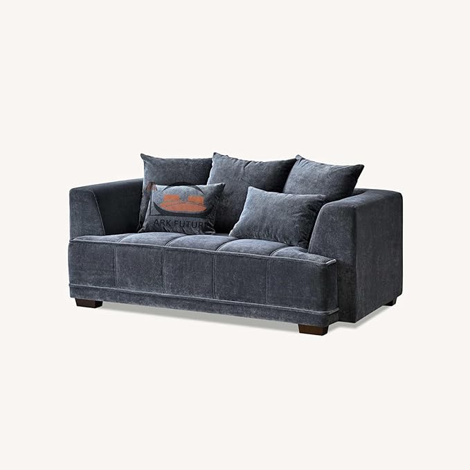 Gramercy 2-Seater Sectional Sofa in Luxurious Steel Velvet for Living Room