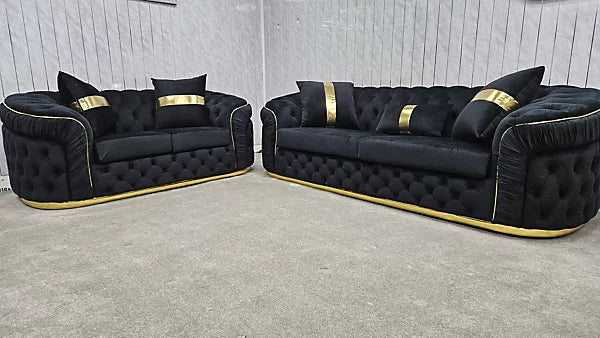 Genova 3 +2 Grey Velvet and Chrome