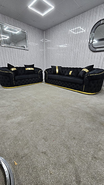 Genova 3 +2 Grey Velvet and Chrome