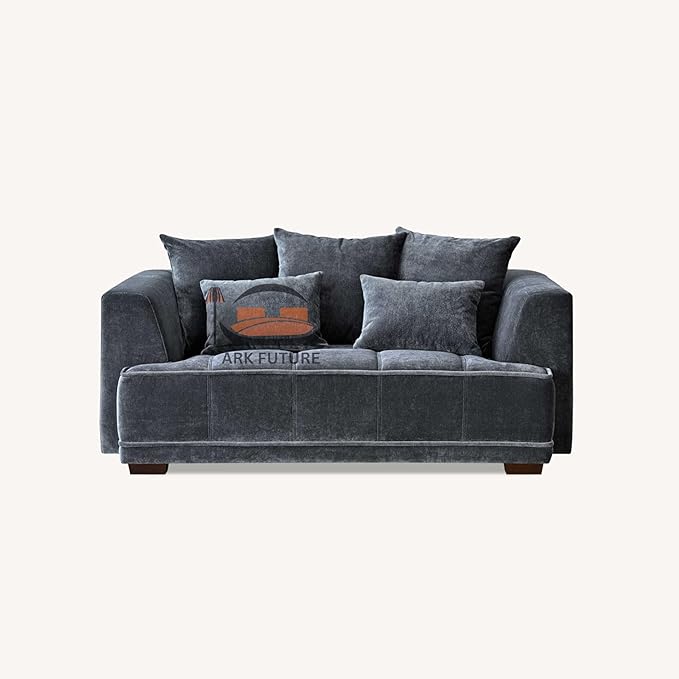 Gramercy 2-Seater Sectional Sofa in Luxurious Steel Velvet for Living Room