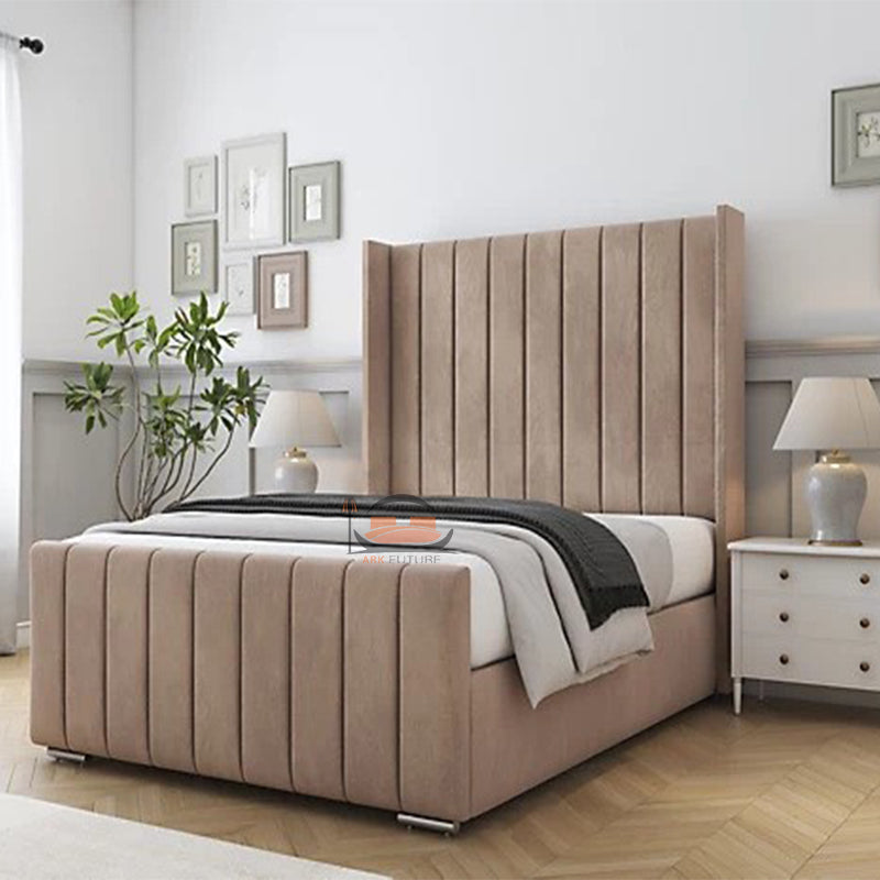 Hazel Panel Wingback Upholstered Bed Frame