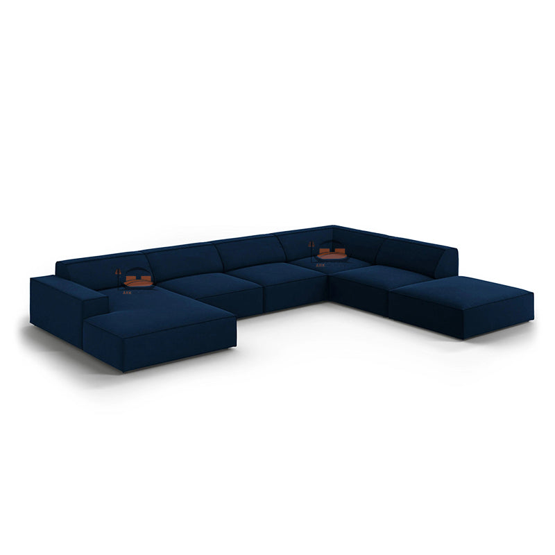 Panoramic Sofa in Plush Velvet Fabric with Left Side and Right Side Corner
