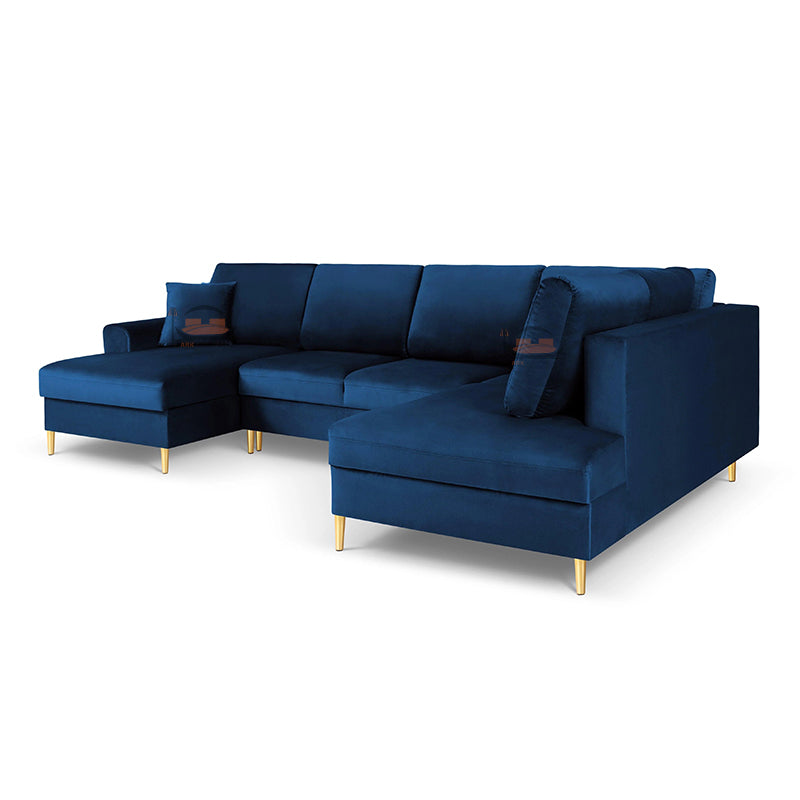 Treddy U Shape Right and Left Corner U Shape Sofa in Plush Velvet