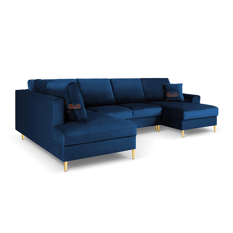 Treddy U Shape Right and Left Corner U Shape Sofa in Plush Velvet