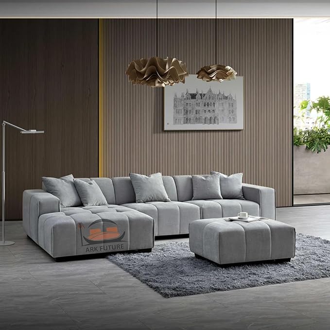 Leonard Left-Hand Corner Sofa in Cloudy Grey Boucle (Left-Hand)