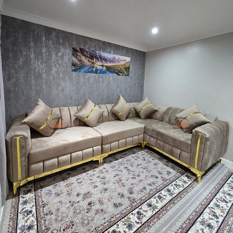 Venus L shape Sofa in Plush Velvet Fabric