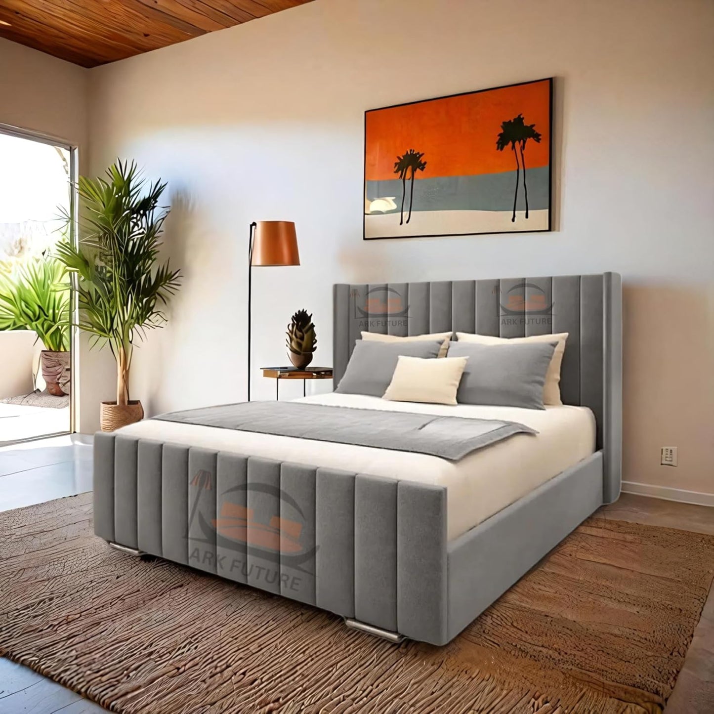 Hampton Deluxe Upholstered Bed Frame – Sturdy & Elegant Design