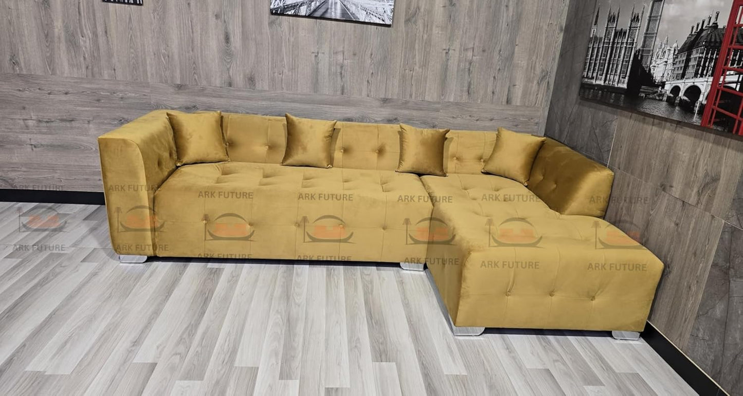 Vesta Plush Velvet Corner Sofa – Elegant & Comfortable Luxury Seating for Modern Homes