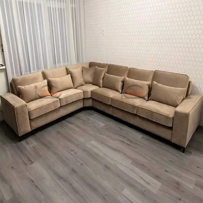 Haven Sofa in Beige Plush Velvet Fabric