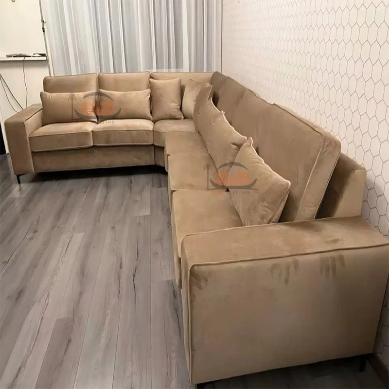 Haven Sofa in Beige Plush Velvet Fabric