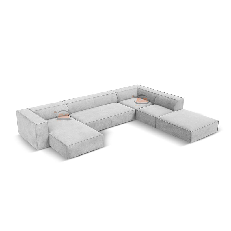Simon Elegant U Shaped Corner Sofa in Plush Velvet Fabric