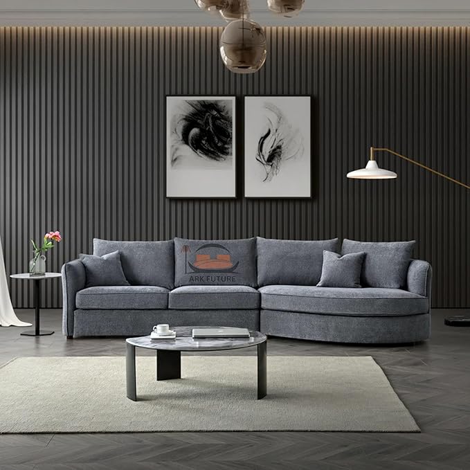 Rubin Corner Chaise Sofa in Charcoal Boucle, Modern Design with Chaise. (Charcoal)