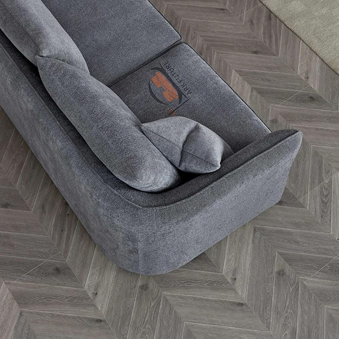 Rubin Corner Chaise Sofa in Charcoal Boucle, Modern Design with Chaise. (Charcoal)