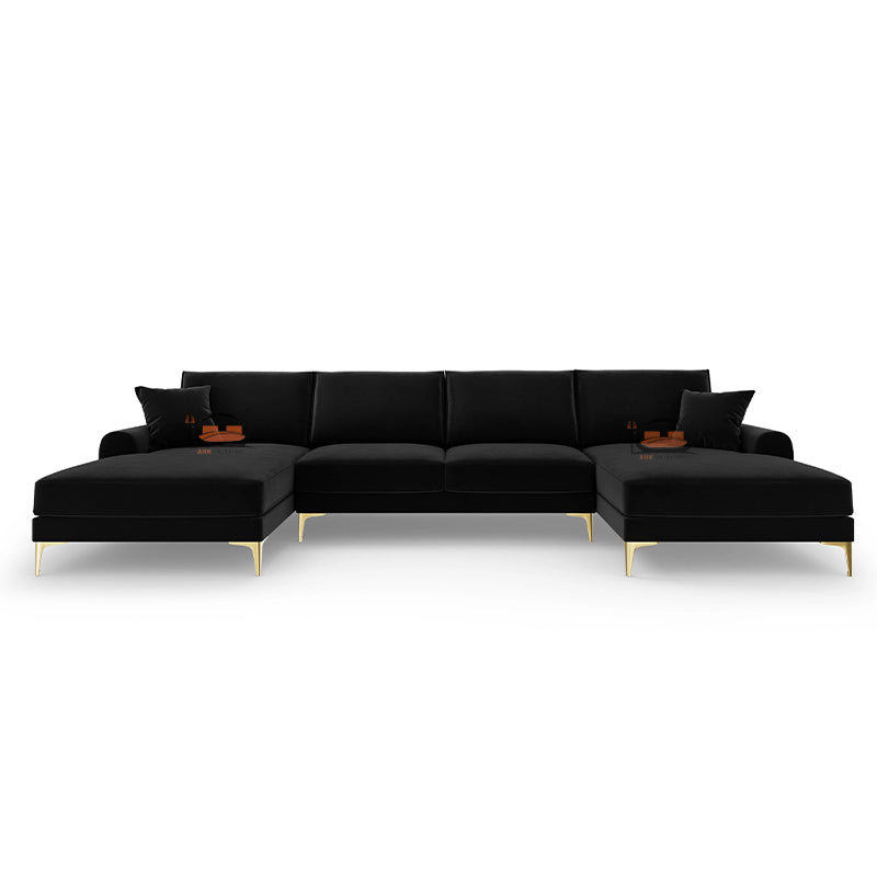 Rolan U Shape Sofa in Plush Velvet Fabric