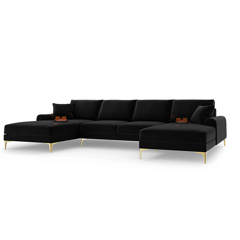 Rolan U Shape Sofa in Plush Velvet Fabric