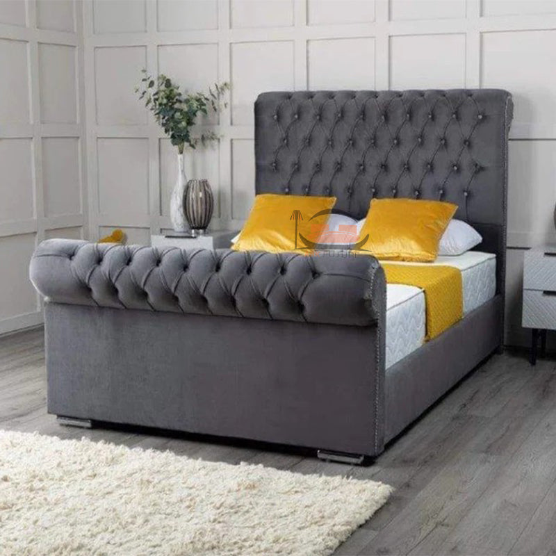 Lilia Cheterfield Sleigh Bed Frame