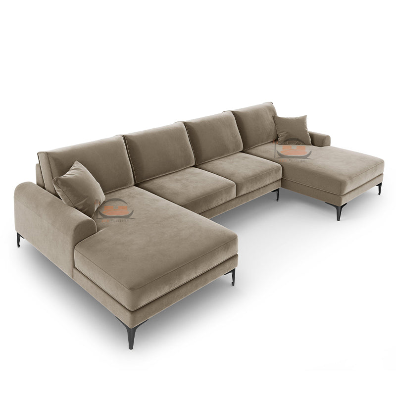 Howard U Shape Sofa in Plush Velvet Fabric