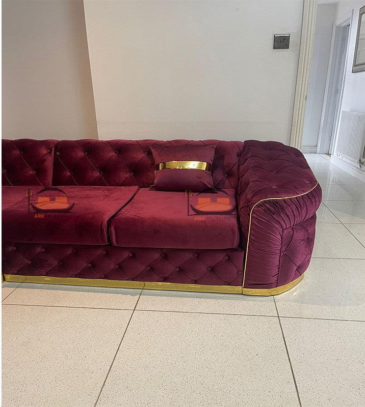Nampi L Shape Sofa in Plush Velvet Fabric