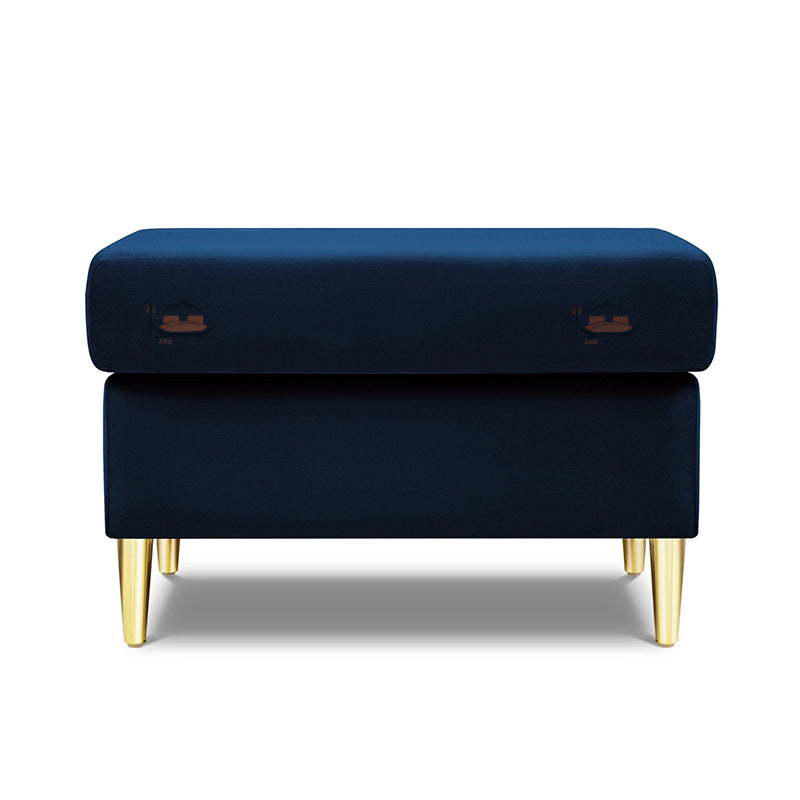 Pouf Footstool in Plush Velvet with Golden Legs