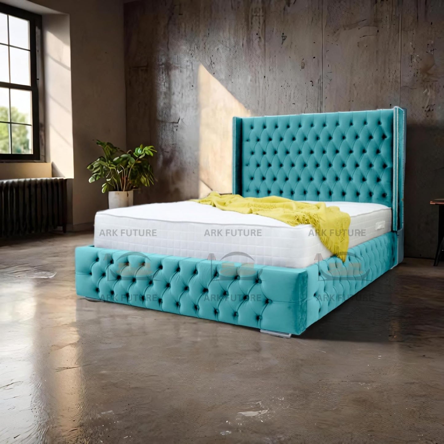 Dino Plush 4-Inch Bed Frame with Winged Headboard