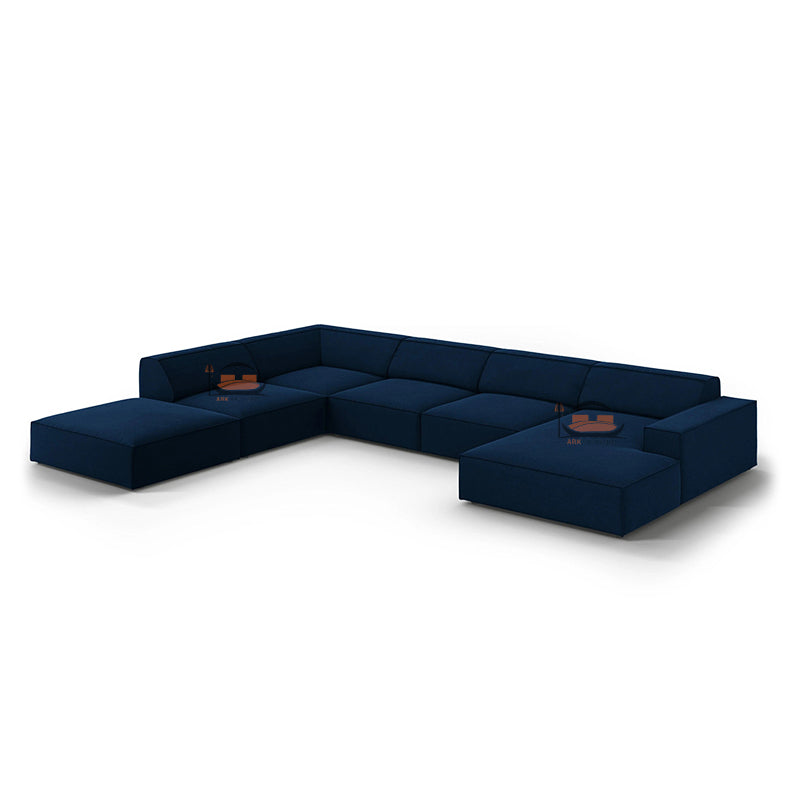 Panoramic Sofa in Plush Velvet Fabric with Left Side and Right Side Corner