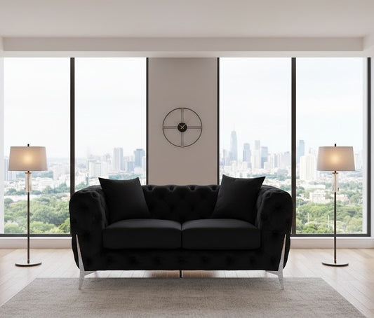 Miller 2 Seater Tufted Upholstered Sofa with Metal Legs