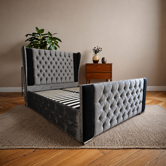 Serena Upholstered Bed Frame with Velvet or Fabric Finish