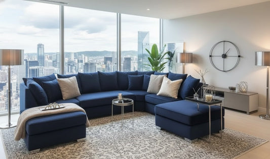 Romilly Sofa U-Shaped Modern Sofa In Plush Velvet Fabric