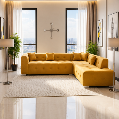 Vesta Plush Velvet Corner Sofa – Elegant & Comfortable Luxury Seating for Modern Homes