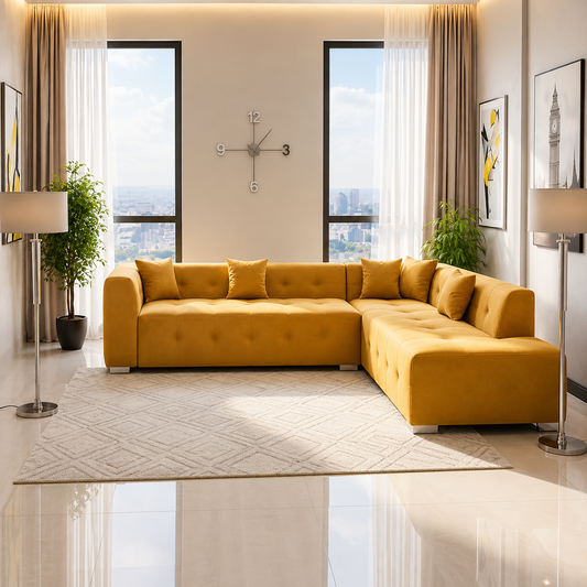 Vesta Plush Velvet Corner Sofa – Elegant & Comfortable Luxury Seating for Modern Homes