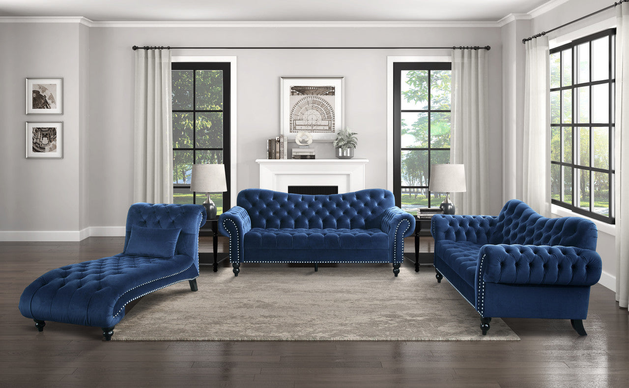 Siena Italian Chesterfield Blue Velvet Sofa – Tufted, Luxurious & Comfortable
