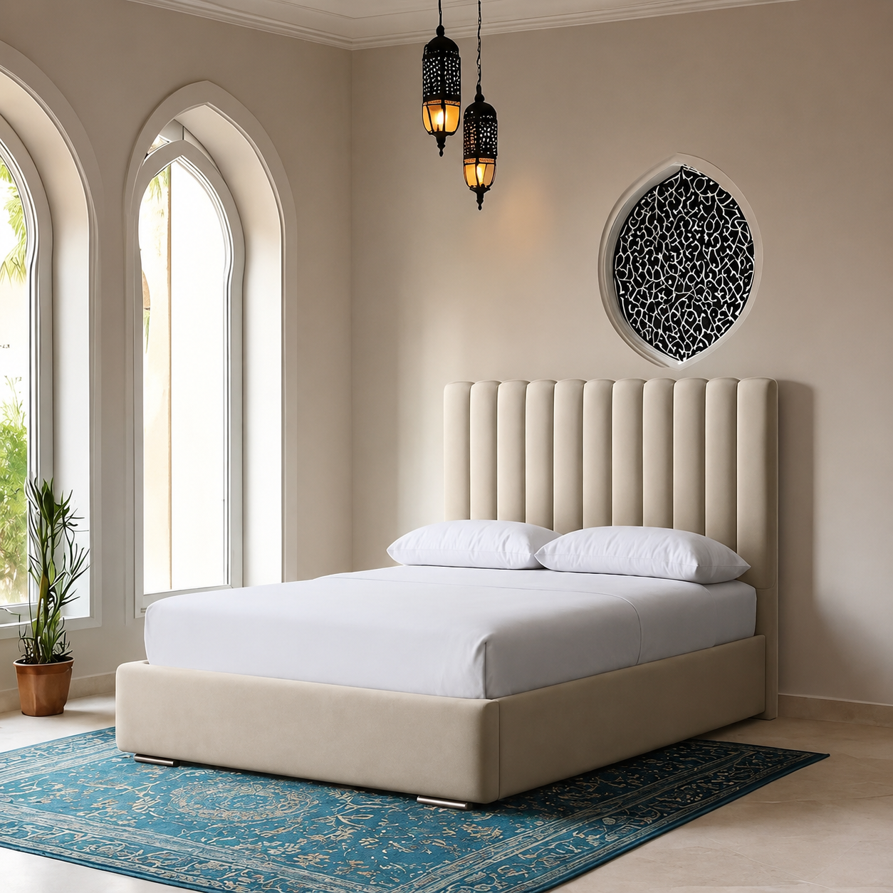 Valencia Panel Bed Frame with Headboard, Modern & Durable Platform for Bedroom