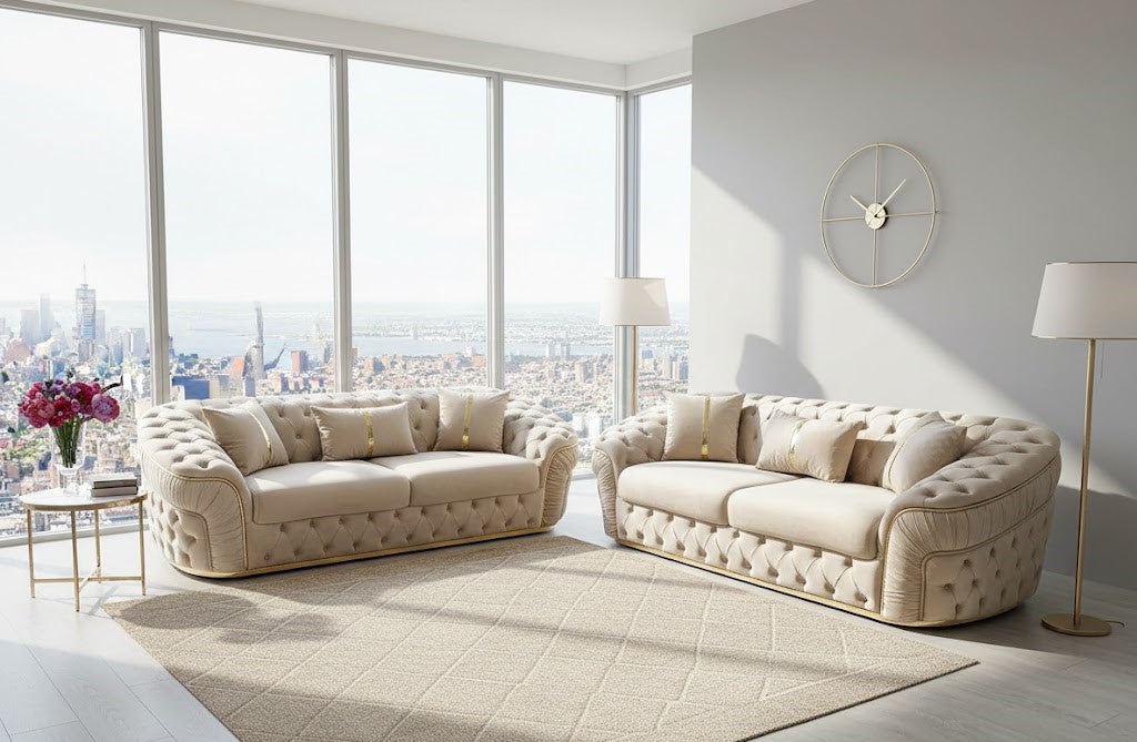 Anmol Ambassor 3 Plus 2 Sofa in Plush Velvet Fabric