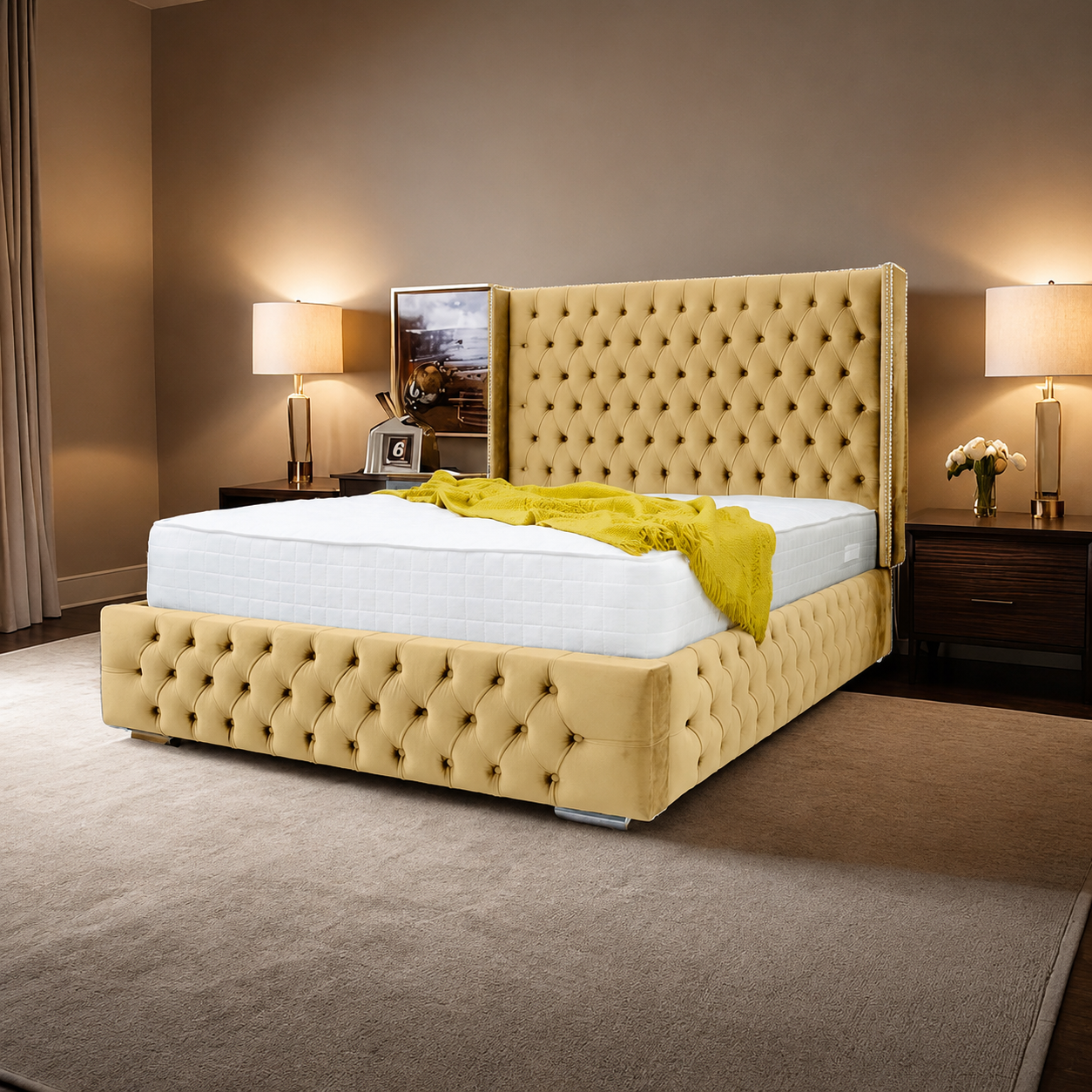 Dino Plush 4-Inch Bed Frame with Winged Headboard