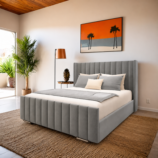 Hampton Deluxe Upholstered Bed Frame – Sturdy & Elegant Design