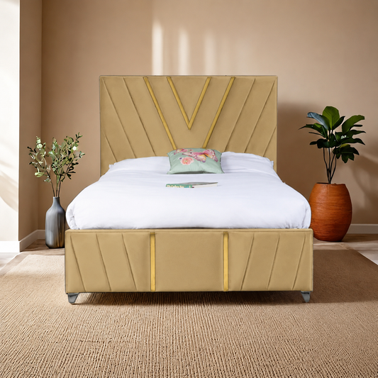 Midnight Mirage Plush Velvet Bed Frame with Tufted Headboard