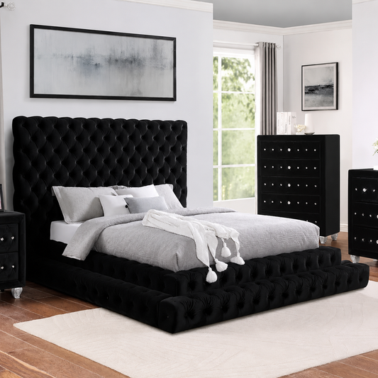 Imperial Manor Upholstered Bed Frame with Tufted Headboard and Timeless Design