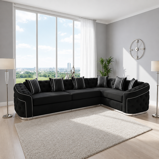 Burks Chesterfield Design Sofa in Plush Velvet