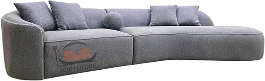 Modern Pebble Boucle Curved Sectional Sofa – Upholstered 3-Seater Sofa