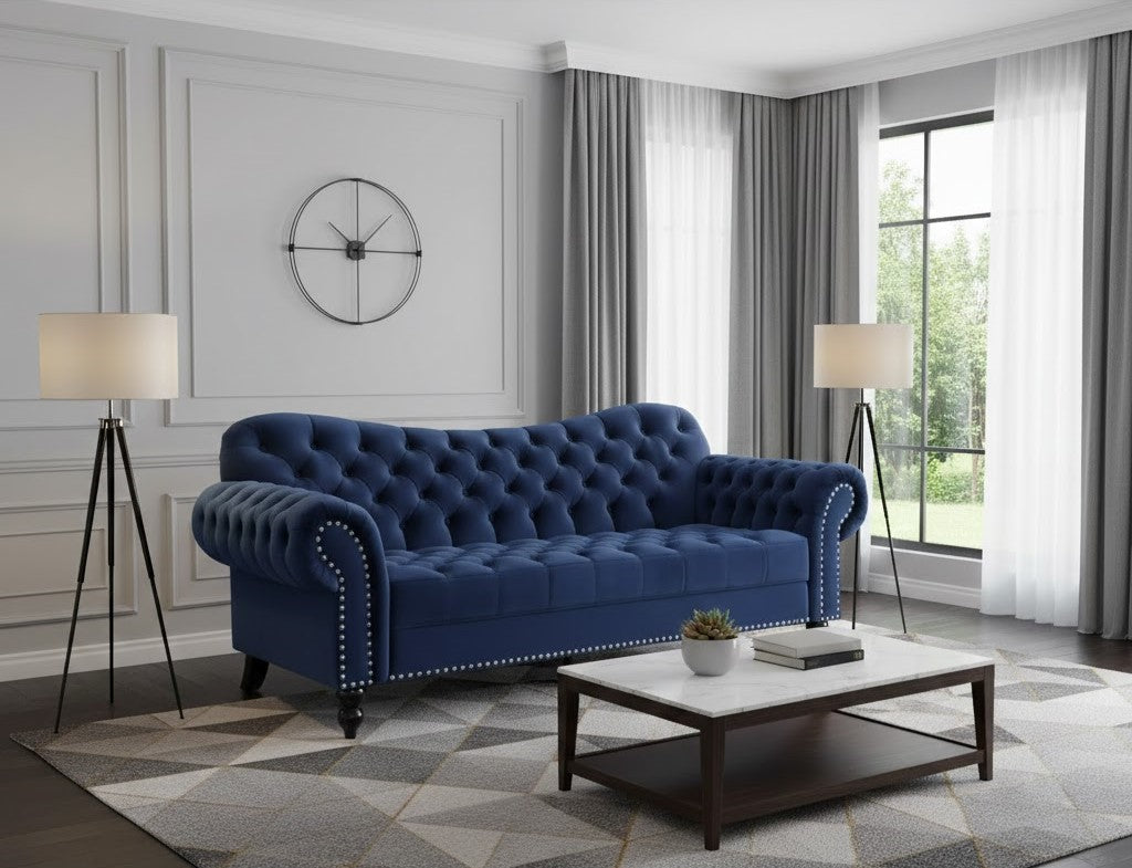 Siefa 3 Seater Italian Sofa in Plush Velvet Fabric