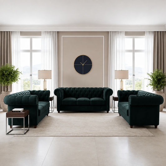 Gosford Sofa Set in Plush Velvet Fabric