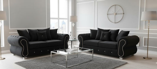 Rino Chesterfield 3+2 Seater Sofa Set in Plush Velvet Fabric