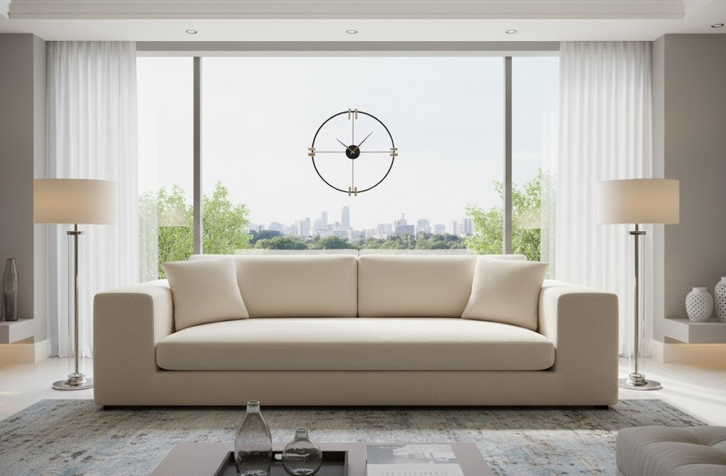 4 Seater Biege Sofa in Plush Velvet Fabric